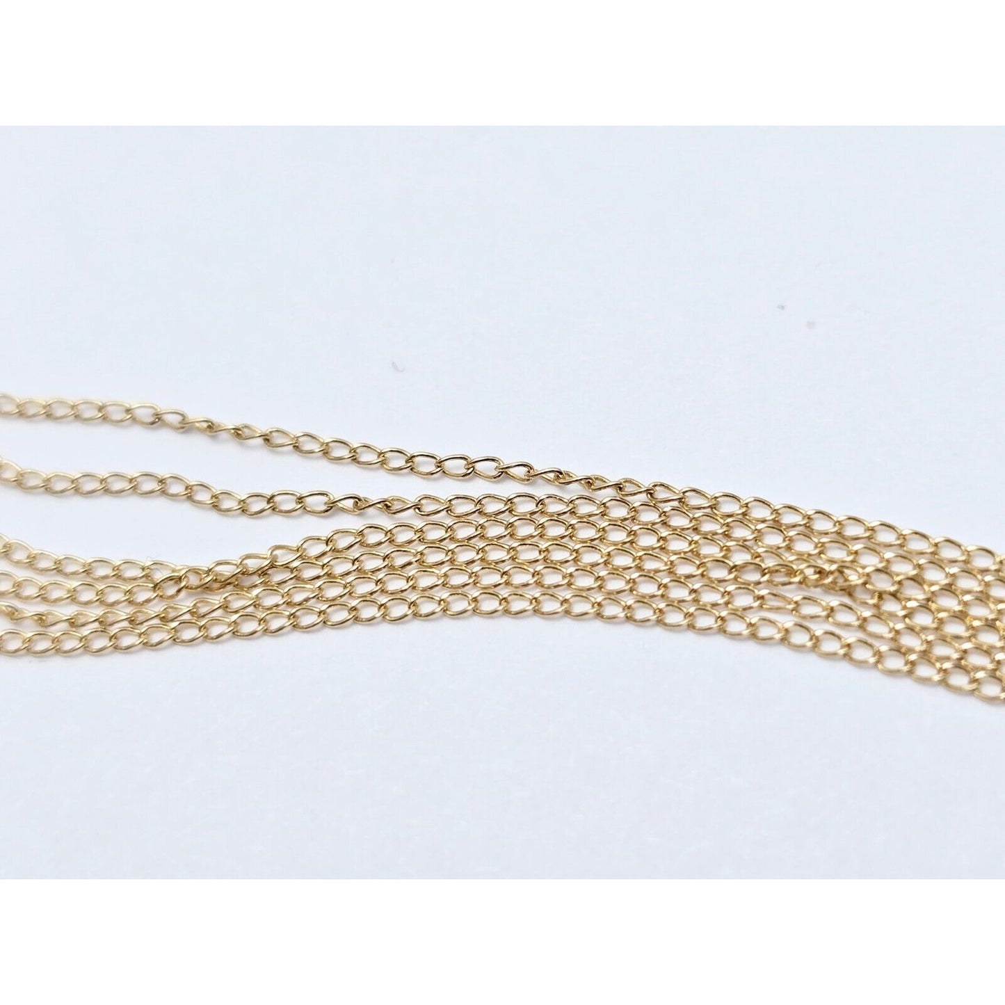 14K Yellow Gold Drop Down Pearl Charm Pendant Cable Link Chain Necklace