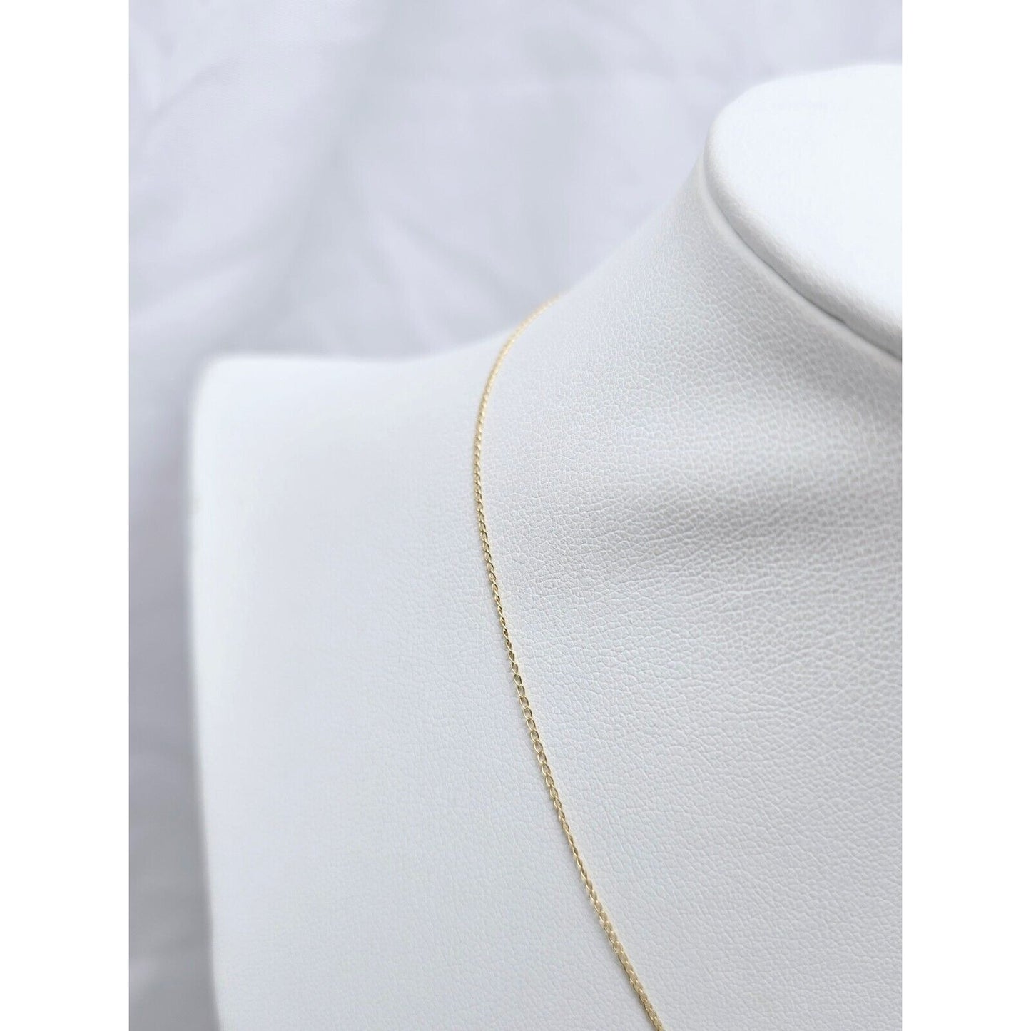 14K Yellow Gold Drop Down Pearl Charm Pendant Cable Link Chain Necklace