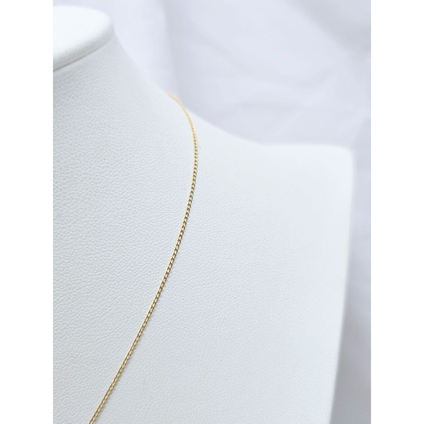 14K Yellow Gold Drop Down Pearl Charm Pendant Cable Link Chain Necklace