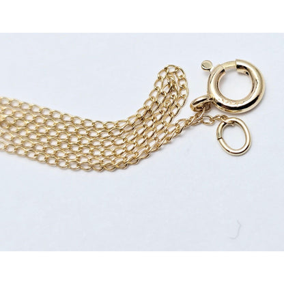 14K Yellow Gold Drop Down Pearl Charm Pendant Cable Link Chain Necklace