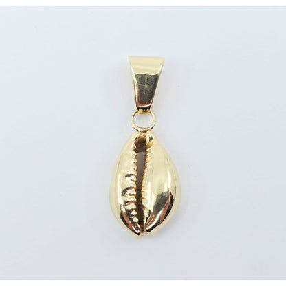 14K Yellow Gold Cowrie Conch Shell Dangle Charm Pendant