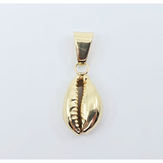 14K Yellow Gold Cowrie Conch Shell Dangle Charm Pendant