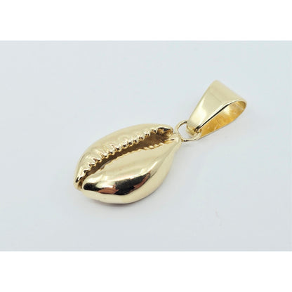 14K Yellow Gold Cowrie Conch Shell Dangle Charm Pendant