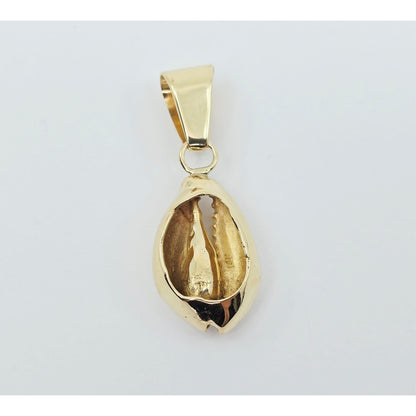 14K Yellow Gold Cowrie Conch Shell Dangle Charm Pendant