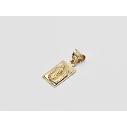 14K Yellow Gold Rectangle Saint Mary Charm Pendant