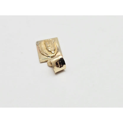 14K Yellow Gold Rectangle Saint Mary Charm Pendant