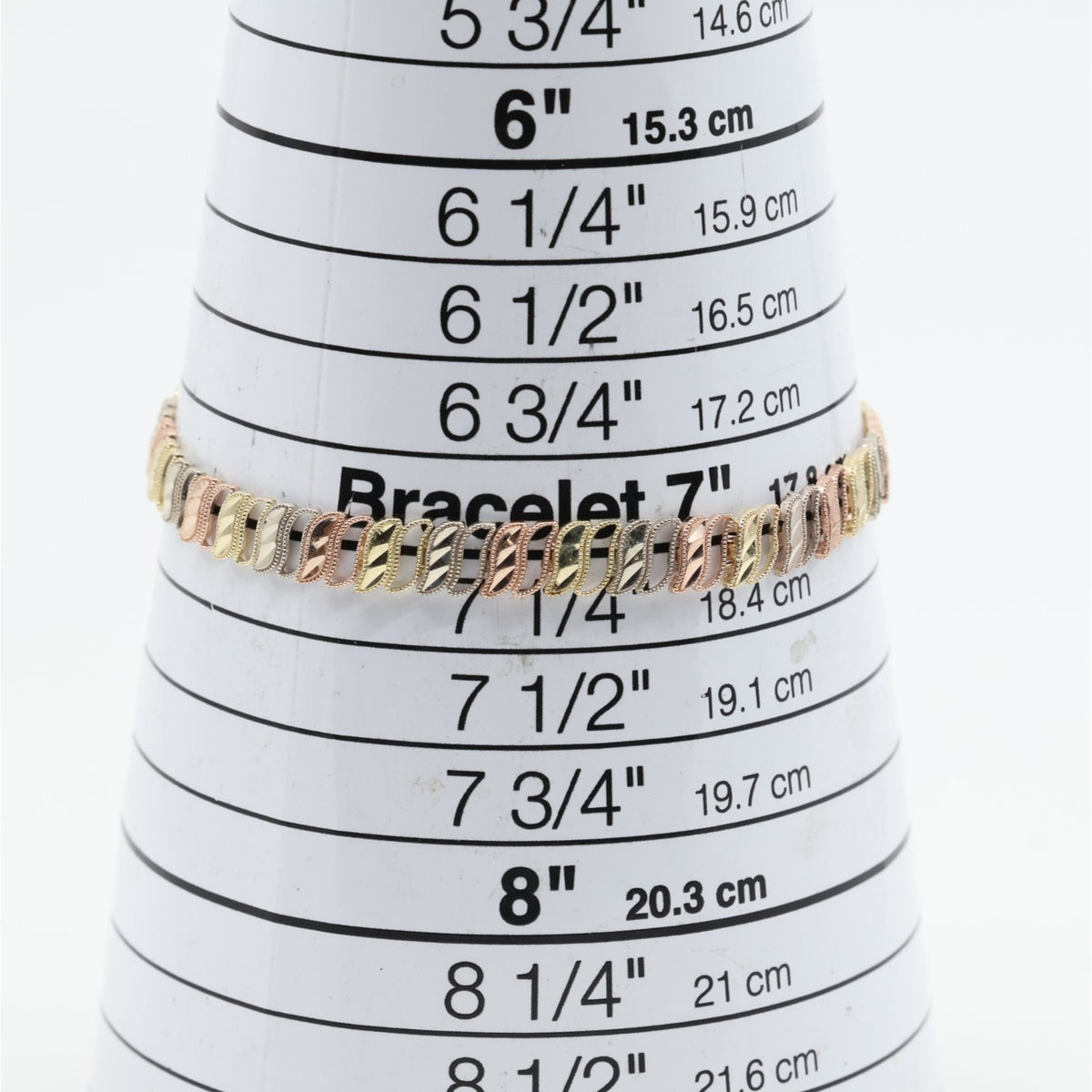 12K Tri Tone Gold Diamond Cut Flat Tennis Link Bracelet