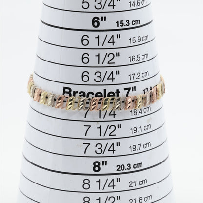 12K Tri Tone Gold Diamond Cut Flat Tennis Link Bracelet