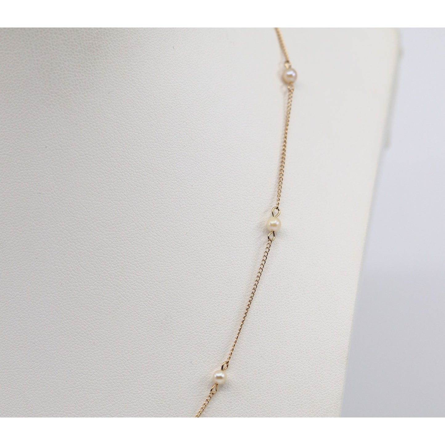 14K Yellow Gold Pearl Cable Link Chain Necklace
