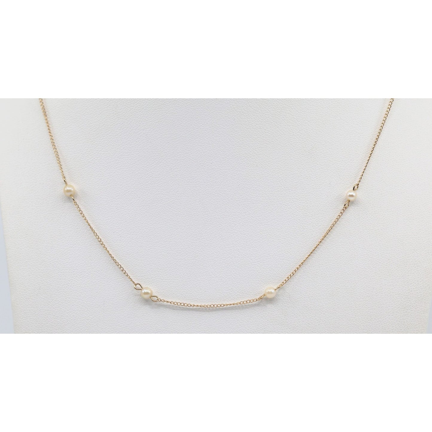 14K Yellow Gold Pearl Cable Link Chain Necklace