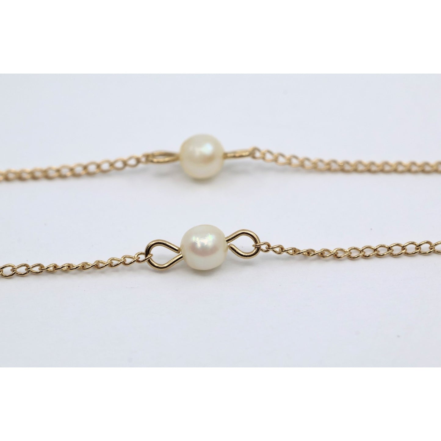 14K Yellow Gold Pearl Cable Link Chain Necklace