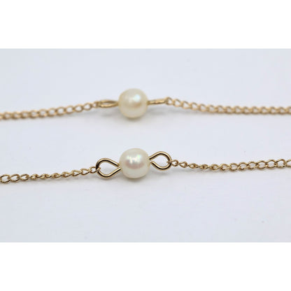 14K Yellow Gold Pearl Cable Link Chain Necklace