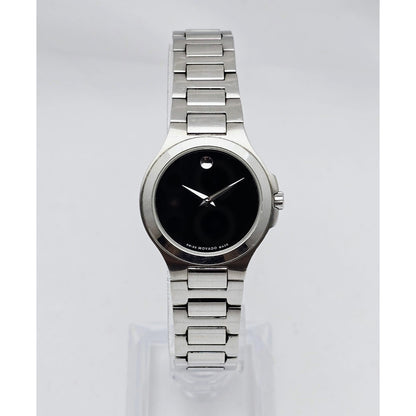Movado Museum 28mm Stainless Steel Ladies Quartz Black Dial Watch 01.3.14.1033