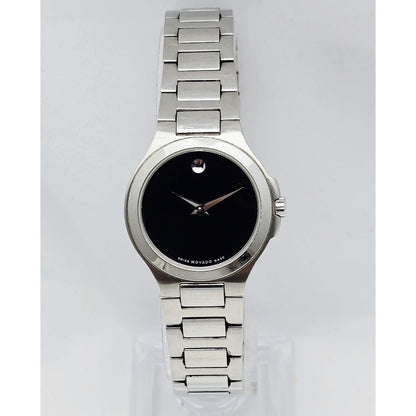 Movado Museum 28mm Stainless Steel Ladies Quartz Black Dial Watch 01.3.14.1033