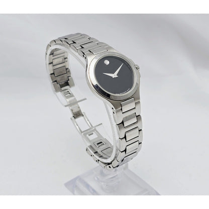 Movado Museum 28mm Stainless Steel Ladies Quartz Black Dial Watch 01.3.14.1033