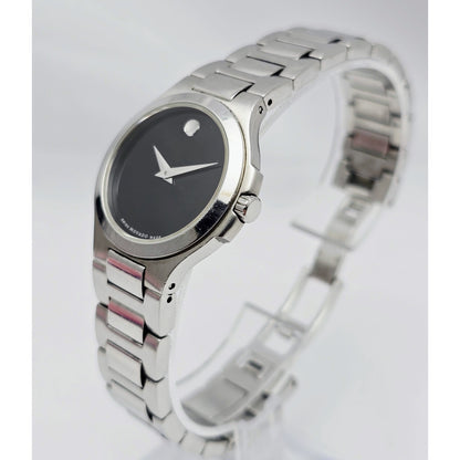 Movado Museum 28mm Stainless Steel Ladies Quartz Black Dial Watch 01.3.14.1033