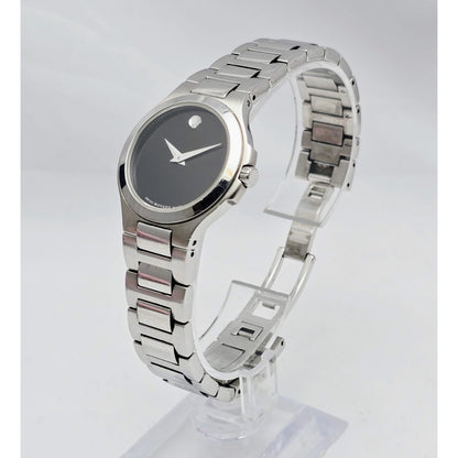 Movado Museum 28mm Stainless Steel Ladies Quartz Black Dial Watch 01.3.14.1033