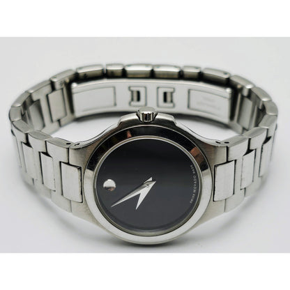 Movado Museum 28mm Stainless Steel Ladies Quartz Black Dial Watch 01.3.14.1033