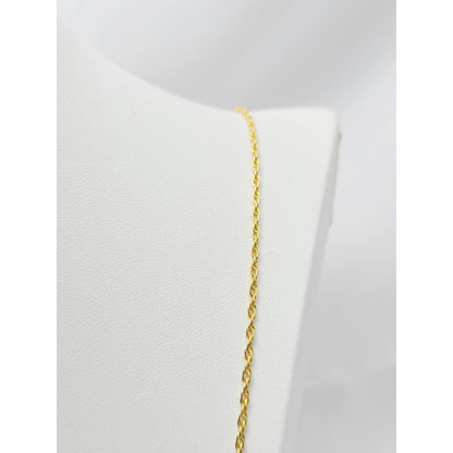 14K Yellow Gold Rope Mesh Link Chain Necklace
