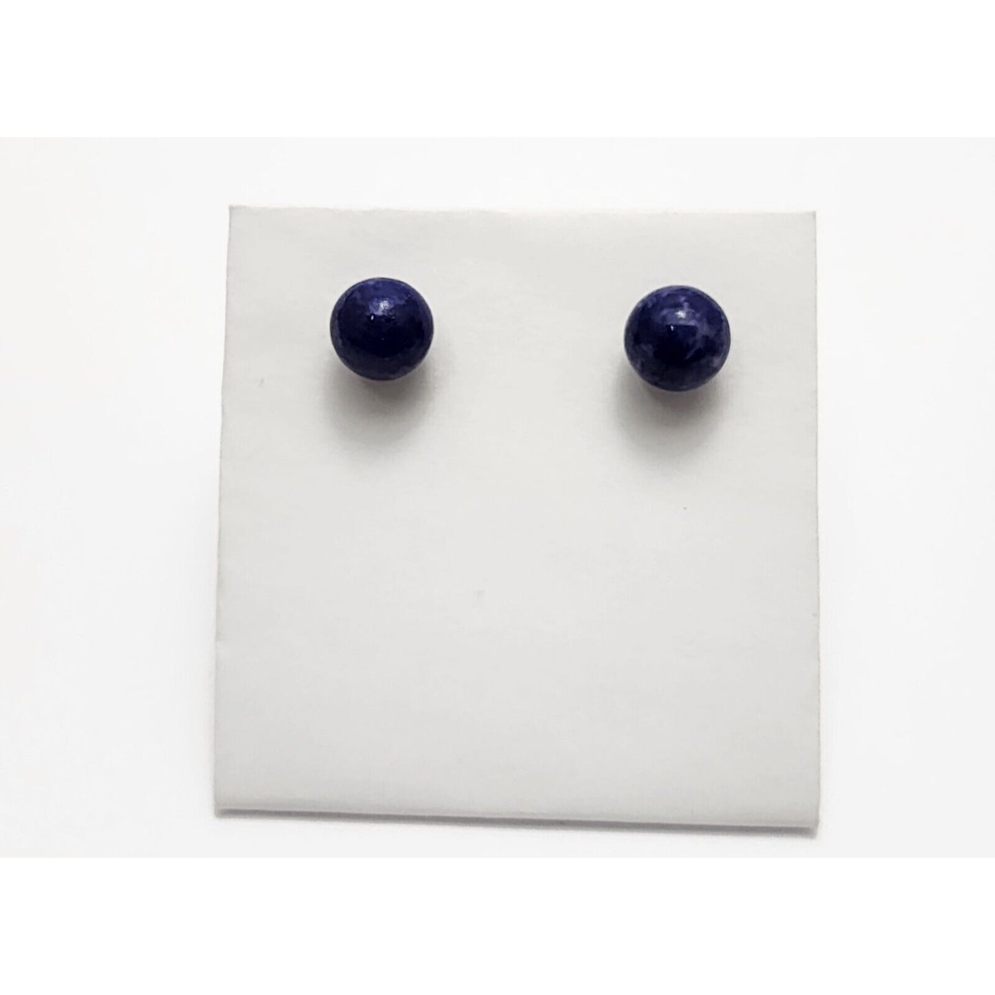 14K Yellow Gold Lapis Lazuli Round Stud Earrings