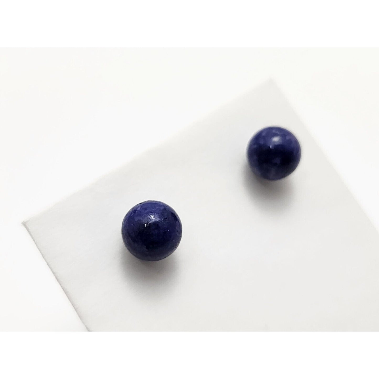 14K Yellow Gold Lapis Lazuli Round Stud Earrings