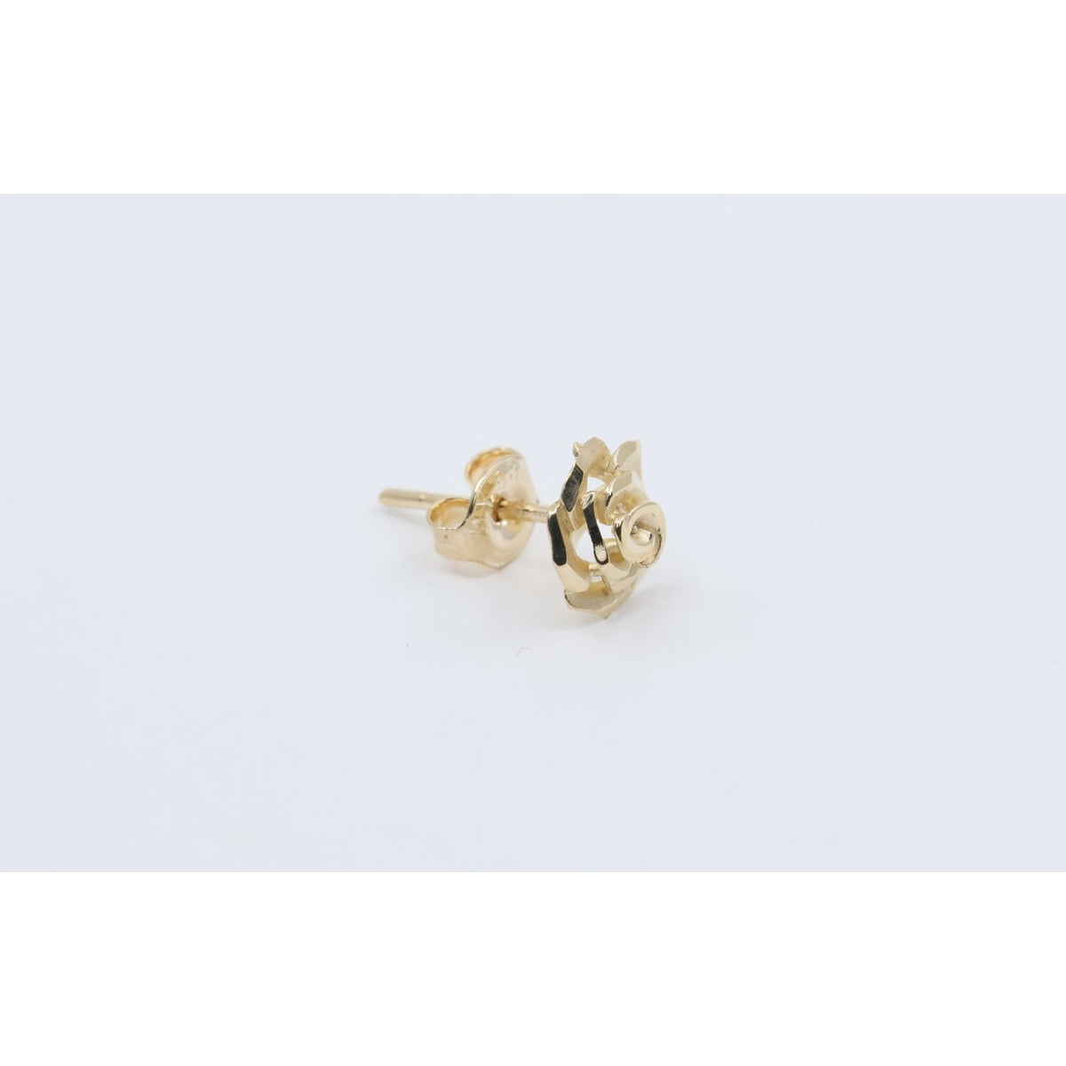 Single 14K Yellow Gold Rose Flower Floral Stud Earring