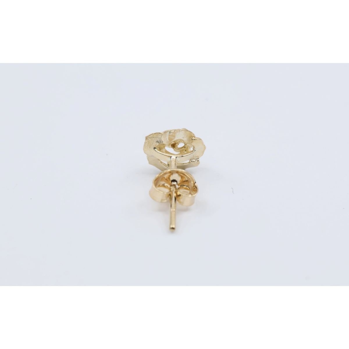 Single 14K Yellow Gold Rose Flower Floral Stud Earring