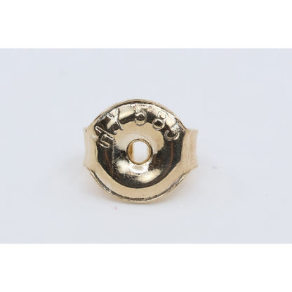 Single 14K Yellow Gold Rose Flower Floral Stud Earring