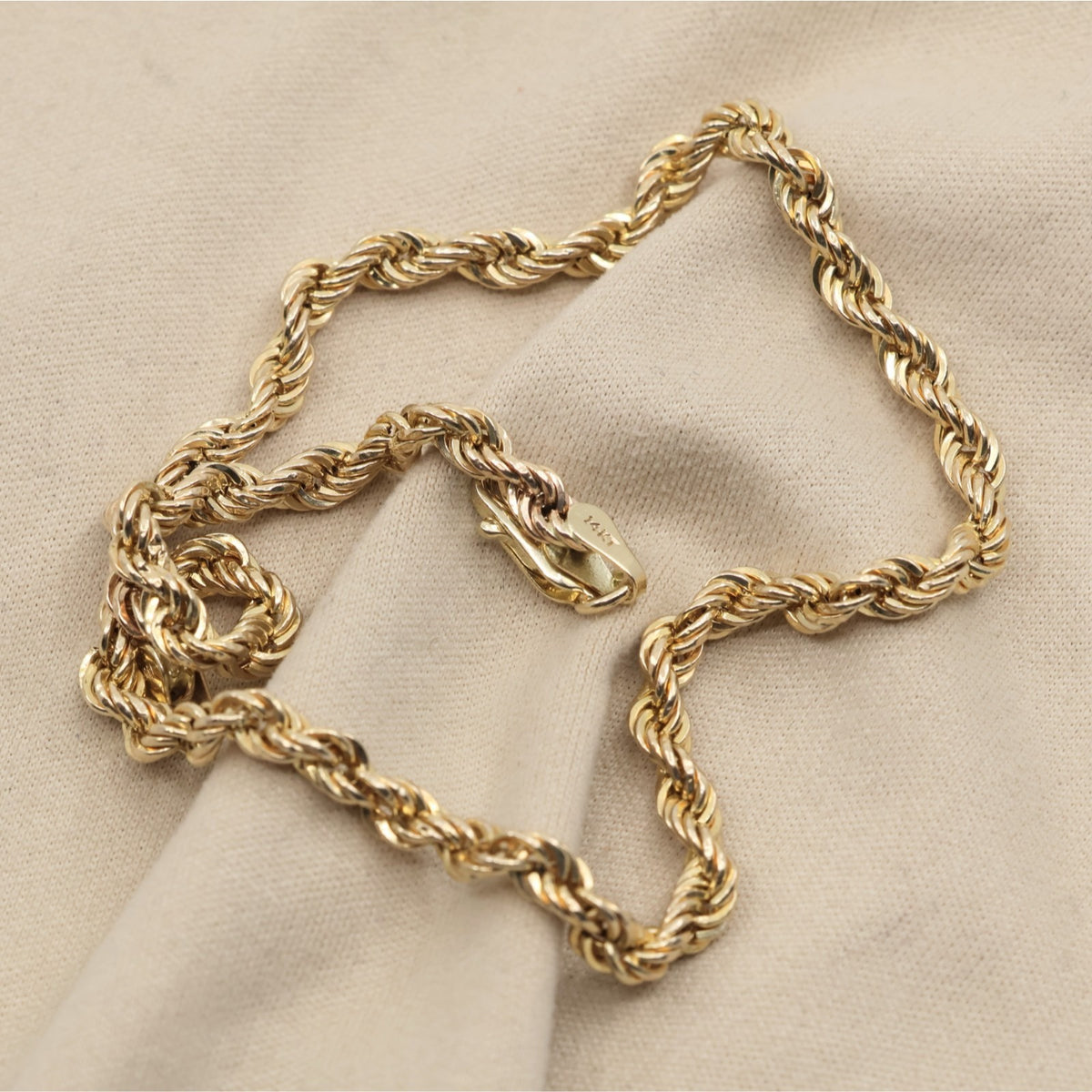 14K Yellow Gold Rope Anklet Bracelet