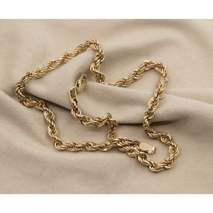 14K Yellow Gold Rope Anklet Bracelet