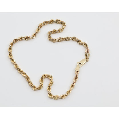 14K Yellow Gold Rope Anklet Bracelet