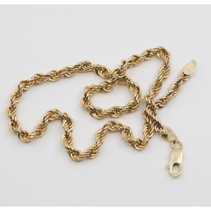 14K Yellow Gold Rope Anklet Bracelet
