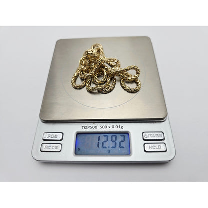 14K Yellow Gold Rounded Franco Link Chain Necklace