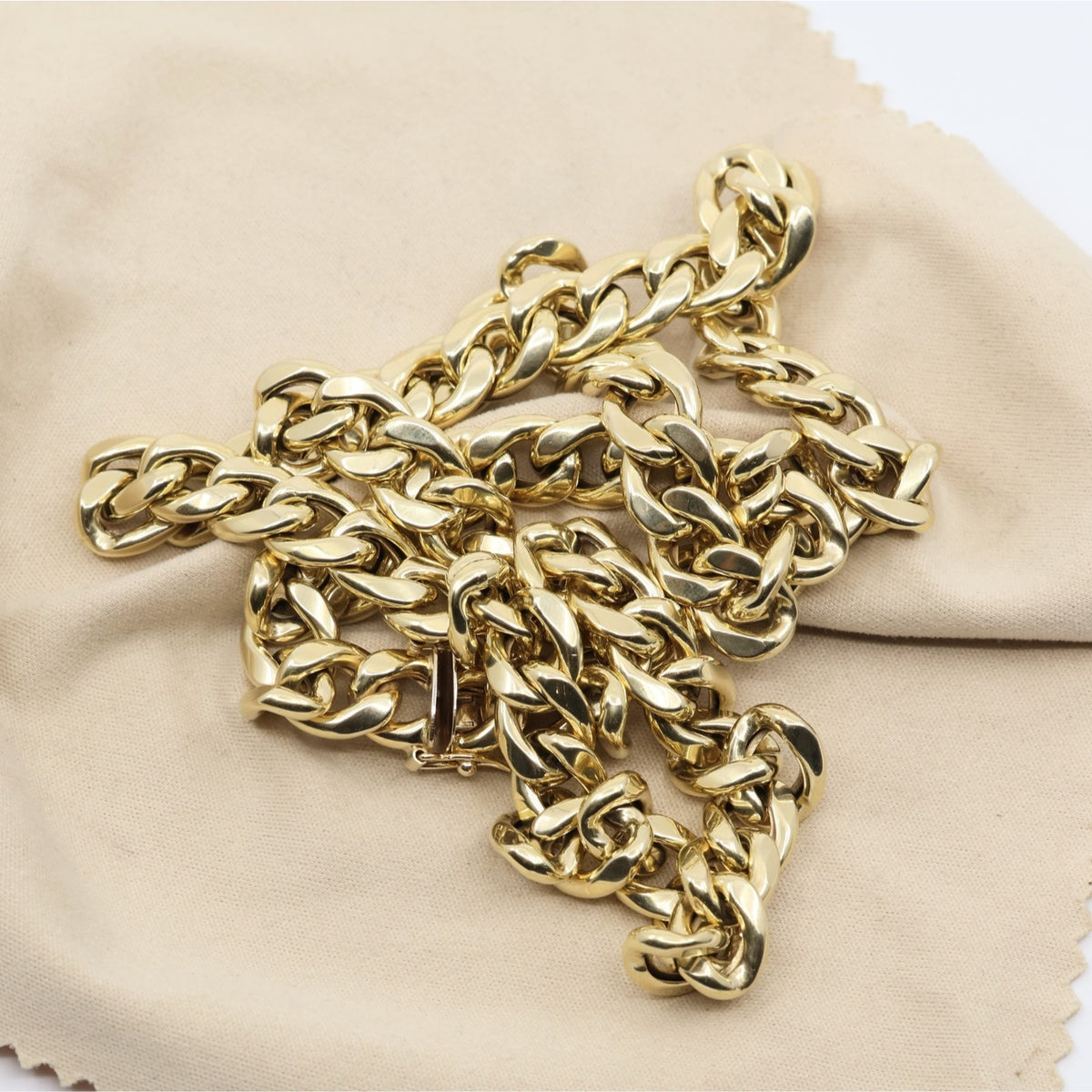 14K Yellow Gold Cuban Link Chain Necklace
