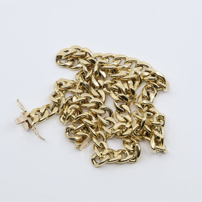 14K Yellow Gold Cuban Link Chain Necklace