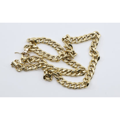 14K Yellow Gold Cuban Link Chain Necklace