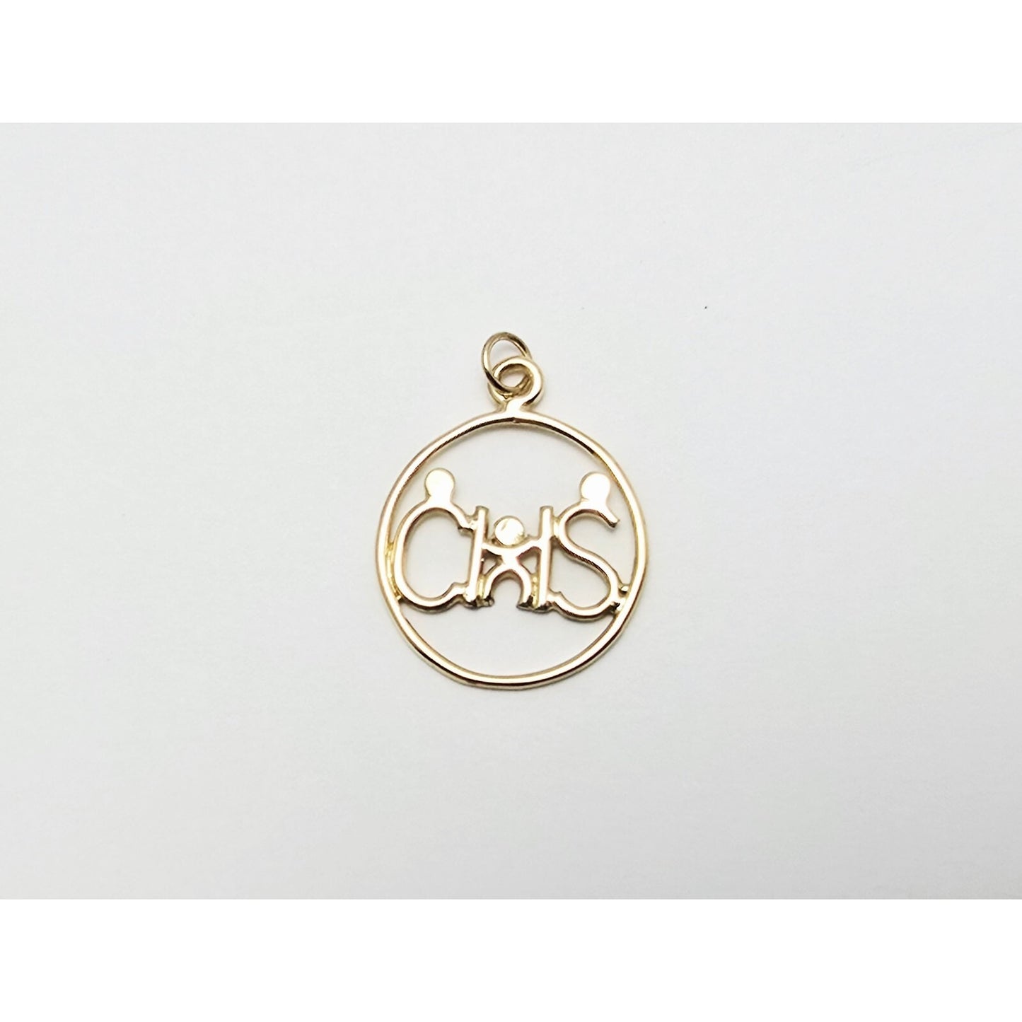14K Yellow Gold Mom, Dad & Child Initial " C & S " Charm Pendant