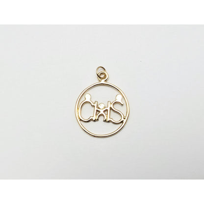 14K Yellow Gold Mom, Dad & Child Initial " C & S " Charm Pendant