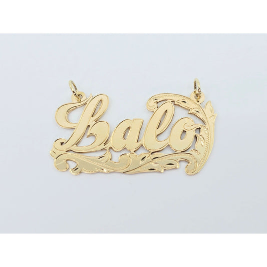 14K Yellow Gold Initial Name " Lalo " Charm Pendant