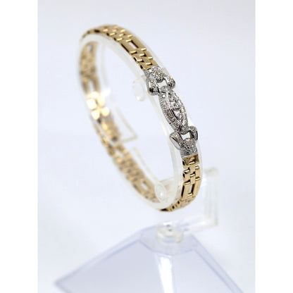 14K Two Tone Gold Diamond Custom Link Bracelet