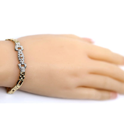 14K Two Tone Gold Diamond Custom Link Bracelet