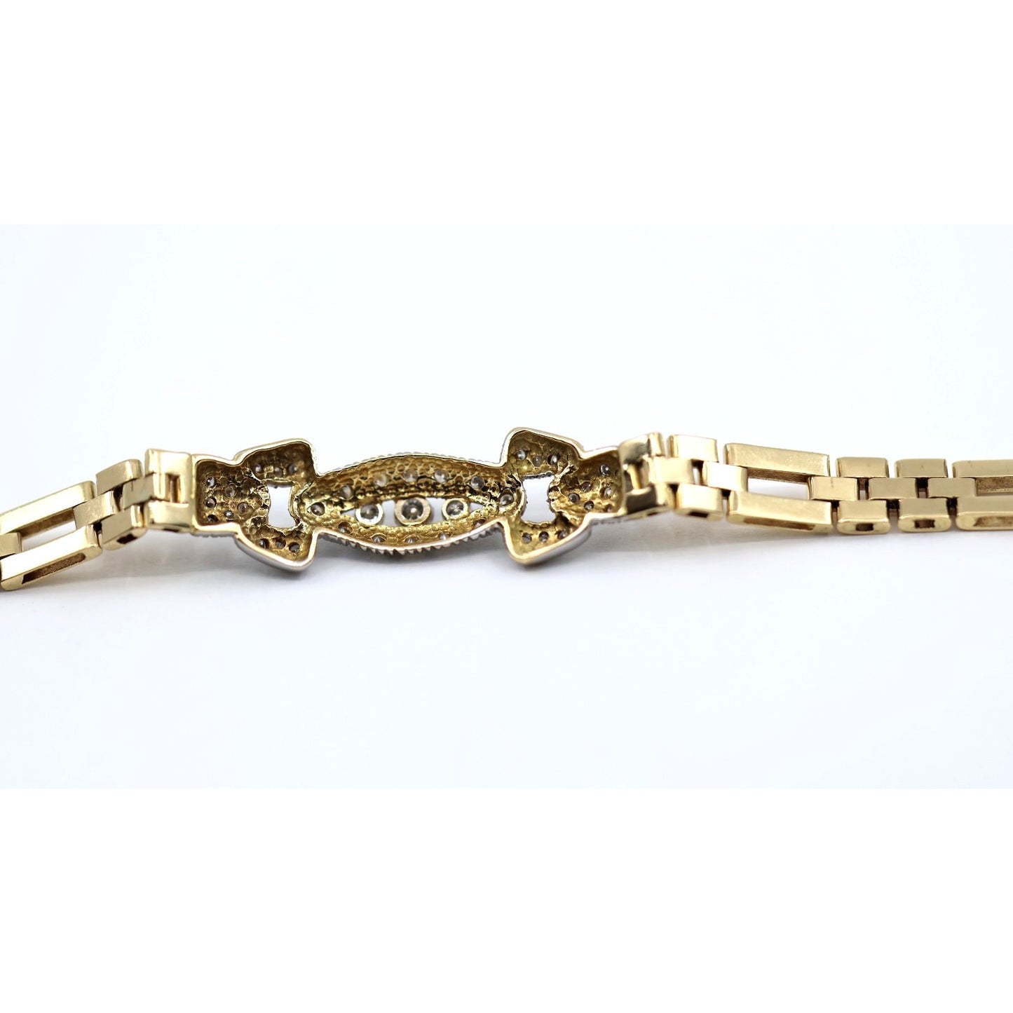 14K Two Tone Gold Diamond Custom Link Bracelet