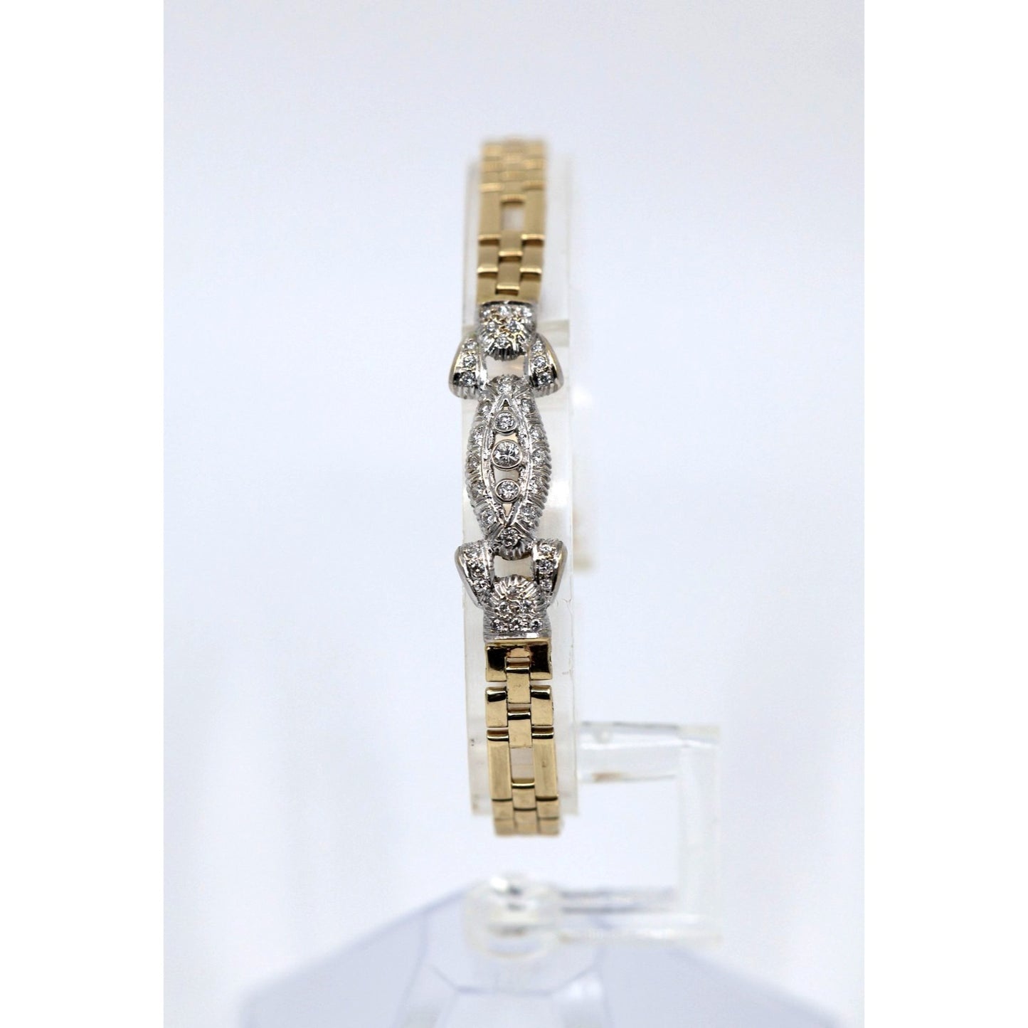 14K Two Tone Gold Diamond Custom Link Bracelet