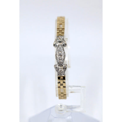 14K Two Tone Gold Diamond Custom Link Bracelet