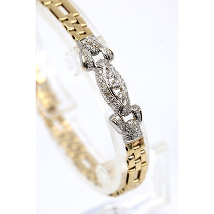 14K Two Tone Gold Diamond Custom Link Bracelet