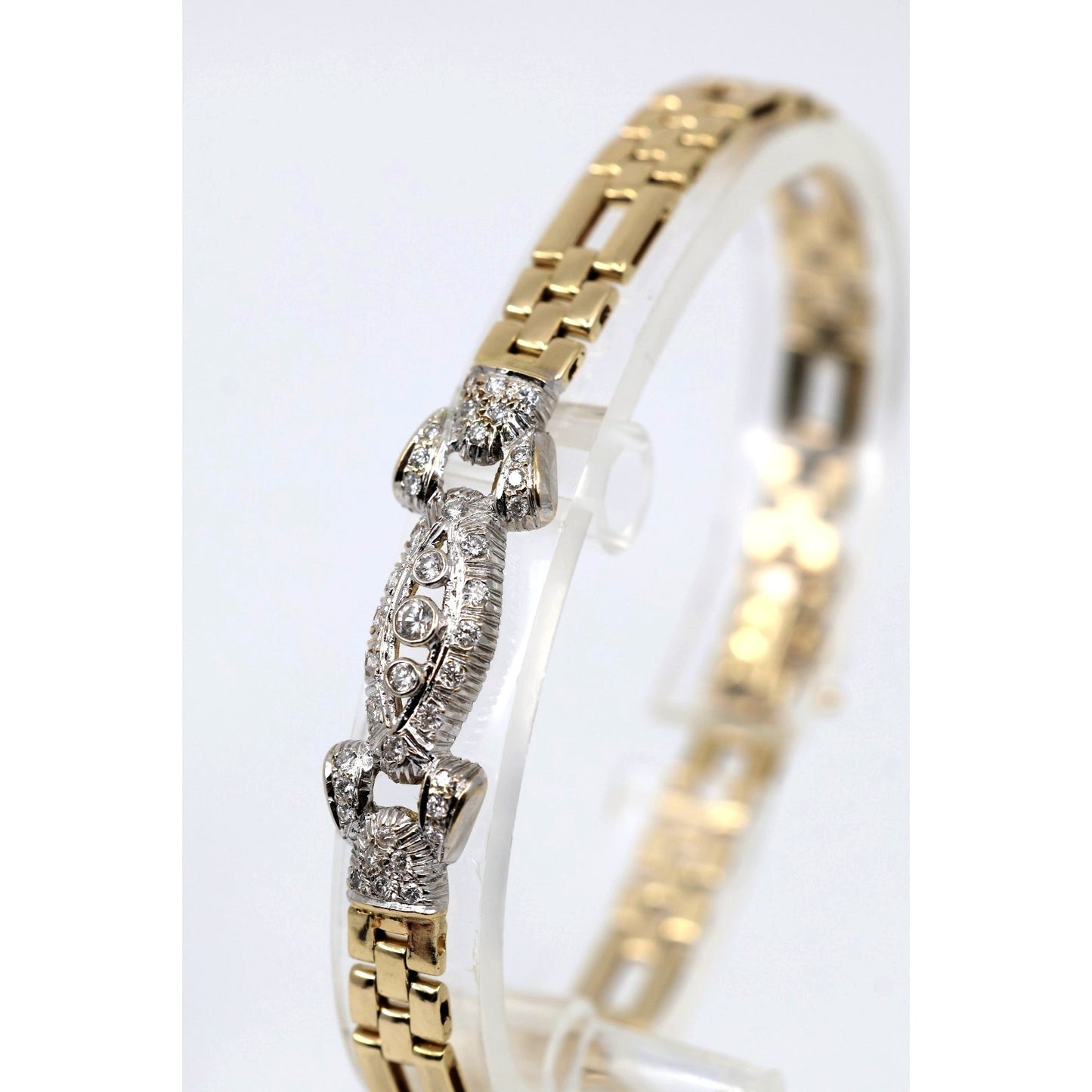 14K Two Tone Gold Diamond Custom Link Bracelet