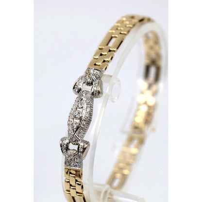 14K Two Tone Gold Diamond Custom Link Bracelet