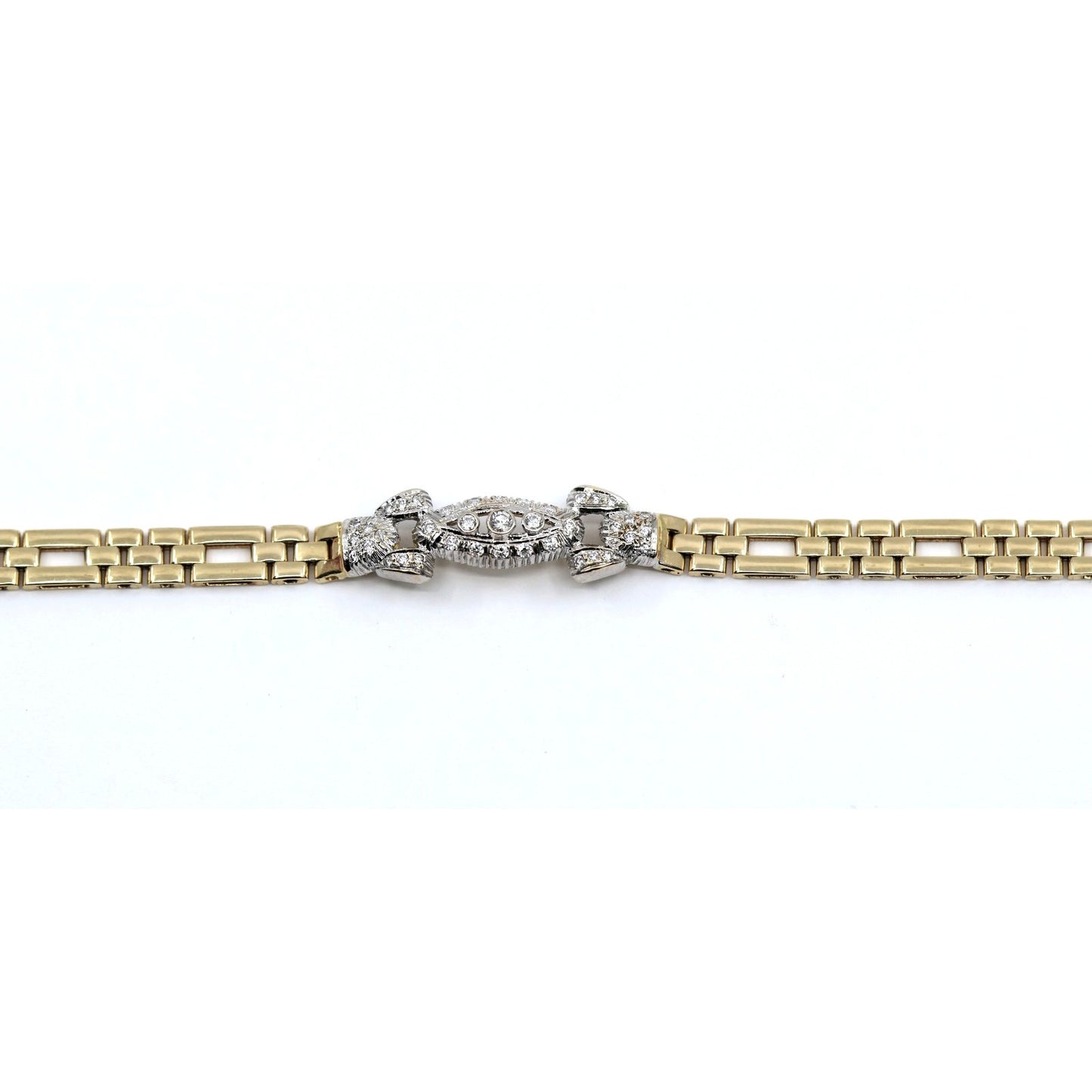 14K Two Tone Gold Diamond Custom Link Bracelet