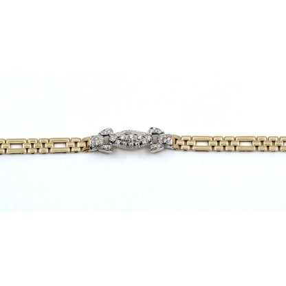 14K Two Tone Gold Diamond Custom Link Bracelet