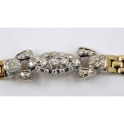 14K Two Tone Gold Diamond Custom Link Bracelet